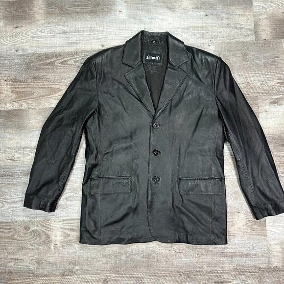 Schott NYC Black Mens Size XL 100% Lamb Leather Sport Blazer Jacket Coat - Picture 1 of 12